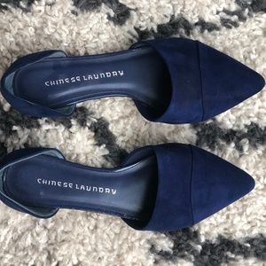 Navy Suede D'Orsey Flats